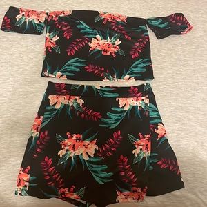 Tropical Two piece skort set